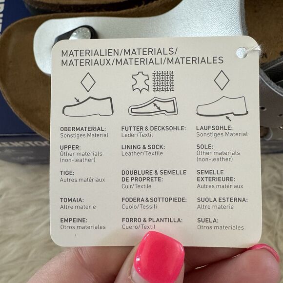 Birkenstock Gizeh Thong Sandals Leather Birko-Flor Silver Women’s EU37 NEW BOX - Picture 11 of 15